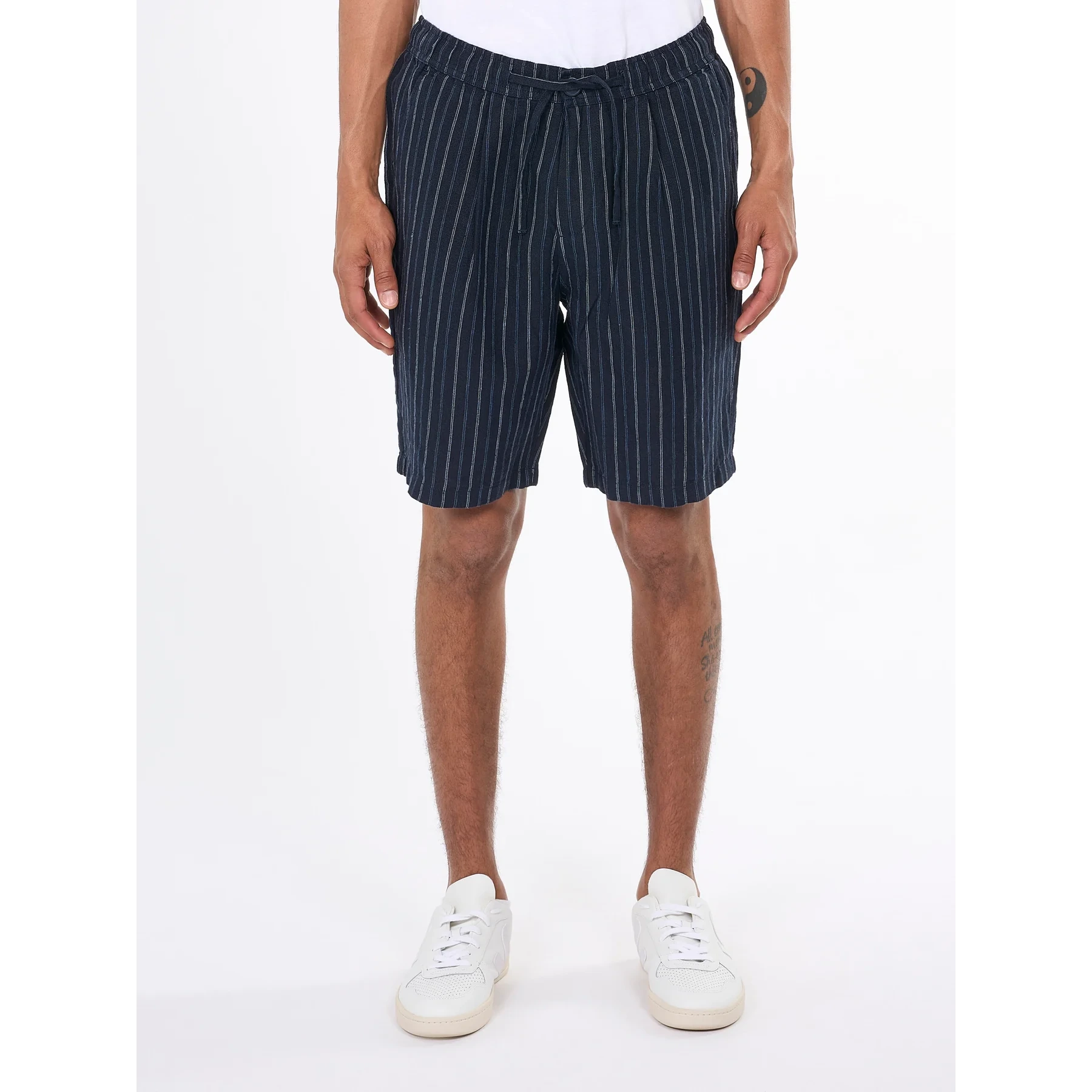 FIG Loose Striped Linen Shorts