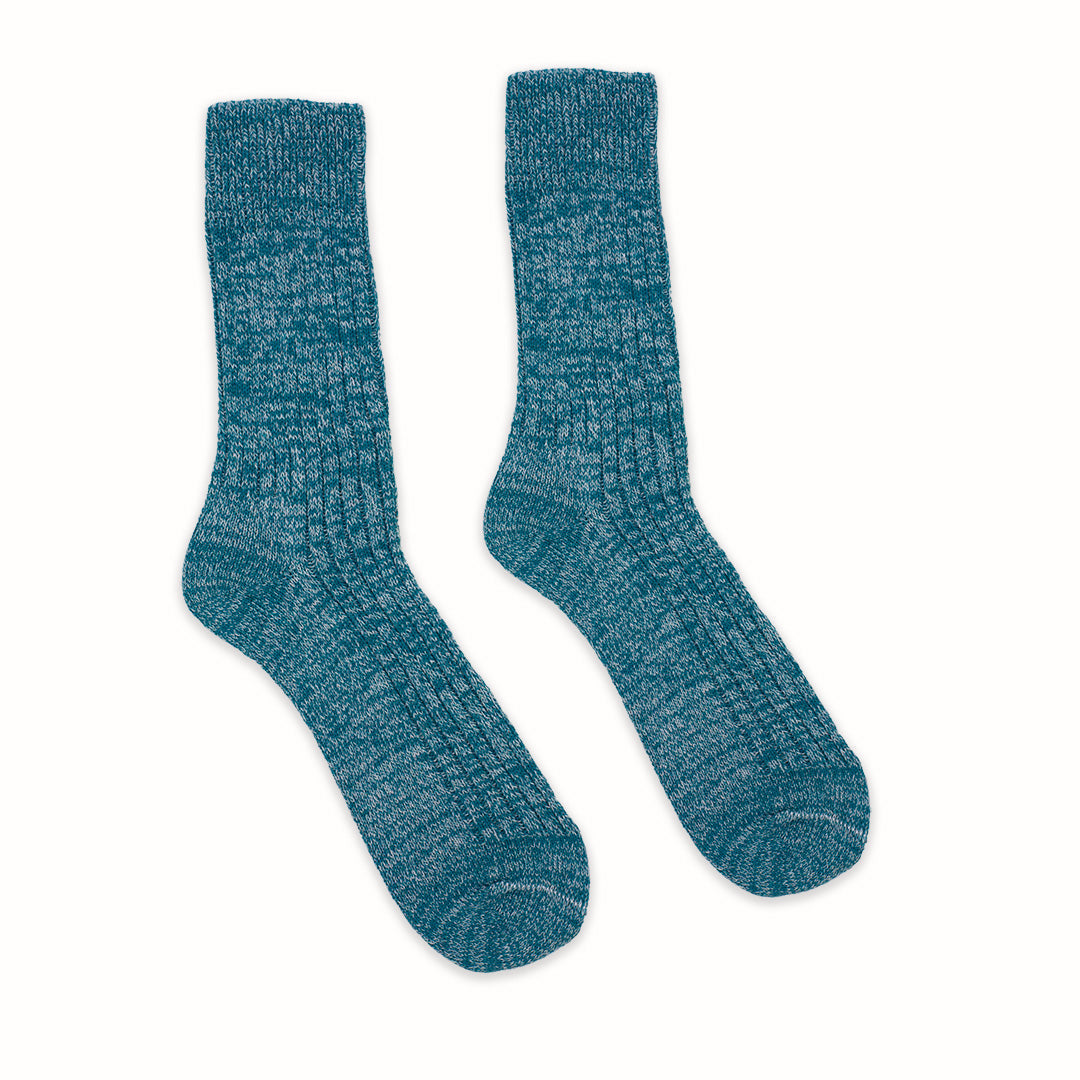 The Carlyle 100% Recycled Teal Fleck Socks Made Of Cotton Mix