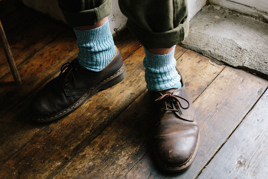 The Carlyle 100% Recycled Teal Fleck Socks Made Of Cotton Mix