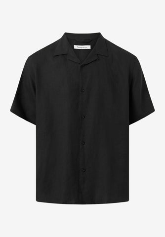 Knowledge Cotton Apparel Box Fit Short Sleeved Organic Linen Shirt