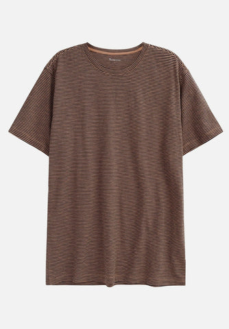 Knowledge Cotton Apparel Narrow Striped Slub T-Shirt
